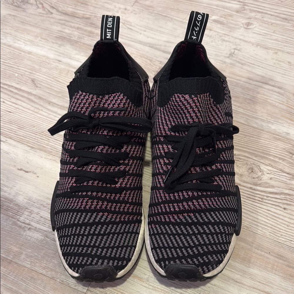 Black and Pink Knit Sneakers
